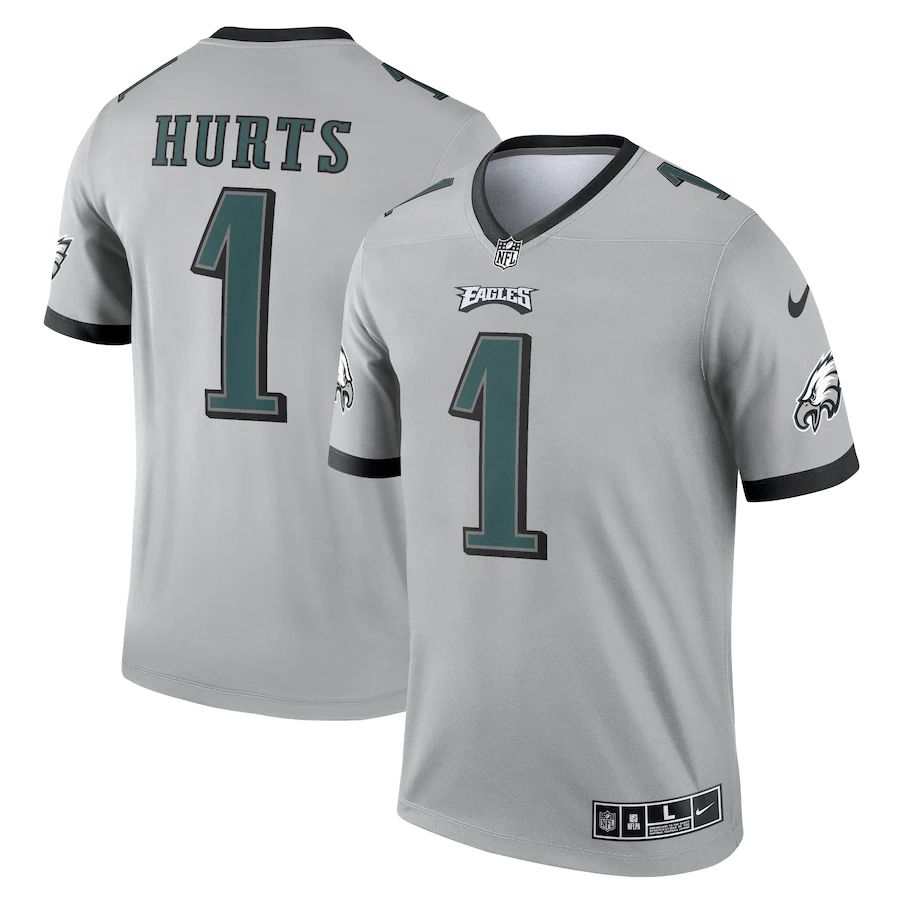 Men Philadelphia Eagles #1 Jalen Hurts Nike Silver Inverted Legend NFL Jersey->philadelphia eagles->NFL Jersey